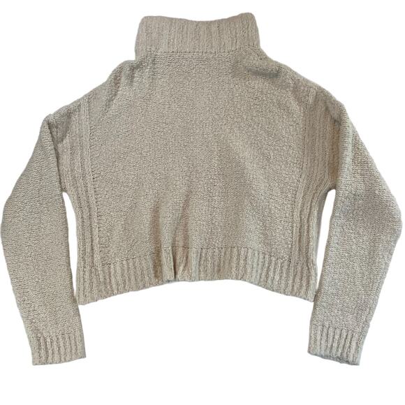 Aeropostale Cream Chenille Popcorn Knit Quarter Zip Cropped Sweater XL - Picture 2 of 4